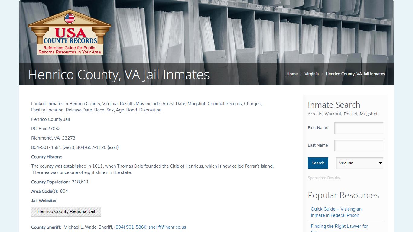 Henrico County, VA Jail Inmates | Name Search
